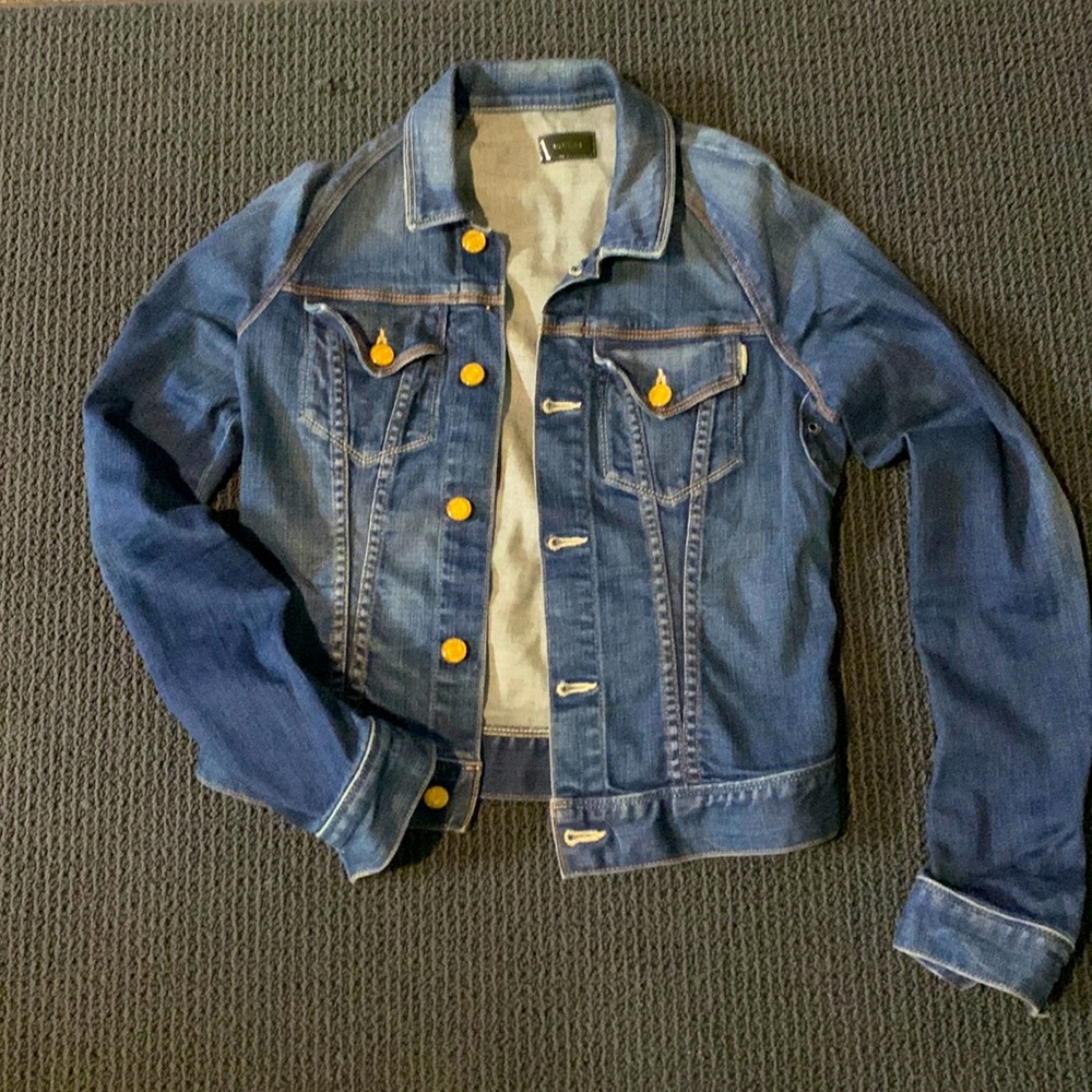 MOTHER Blue Jean Jacket with Yellow Accents